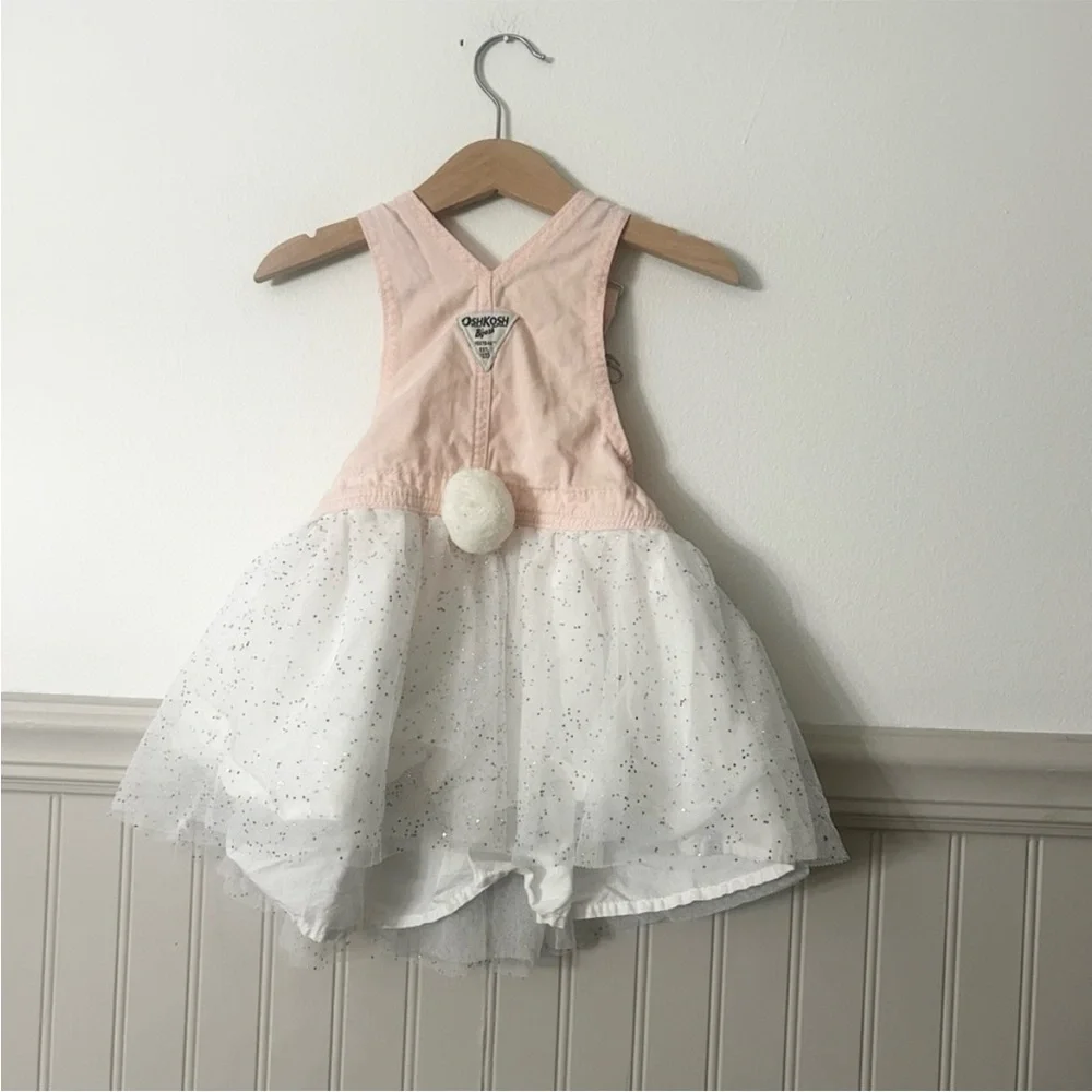 OshKosh B'gosh Girls 2T Bunny Pink Easter Tulle Overall Dress